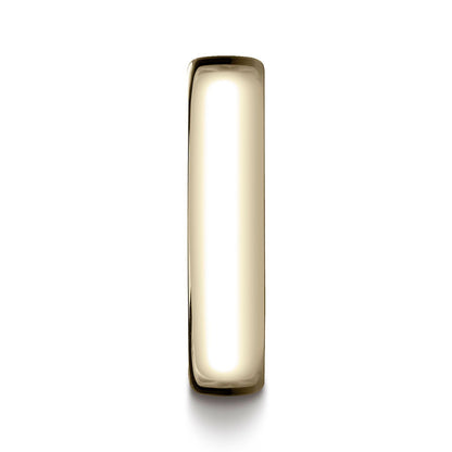 14k Yellow Gold 6mm Flat Comfort-fit Ring With Milgrain