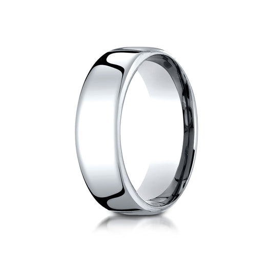 Platinum 8mm Flat Comfort-fit Ring With Milgrain