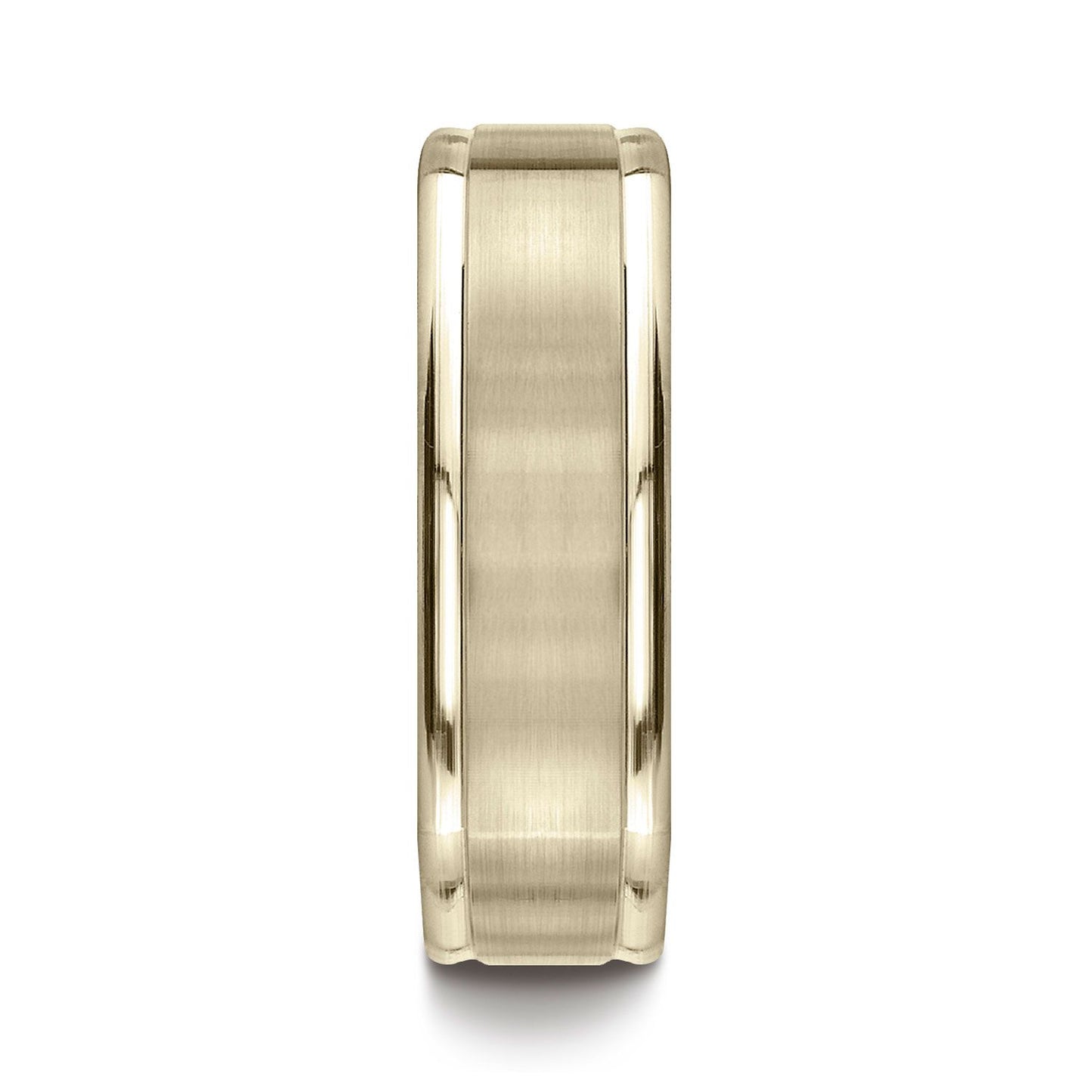 14k Yellow Gold 7mm Comfort-fit Satin-finished Four-sided Carved Design Band