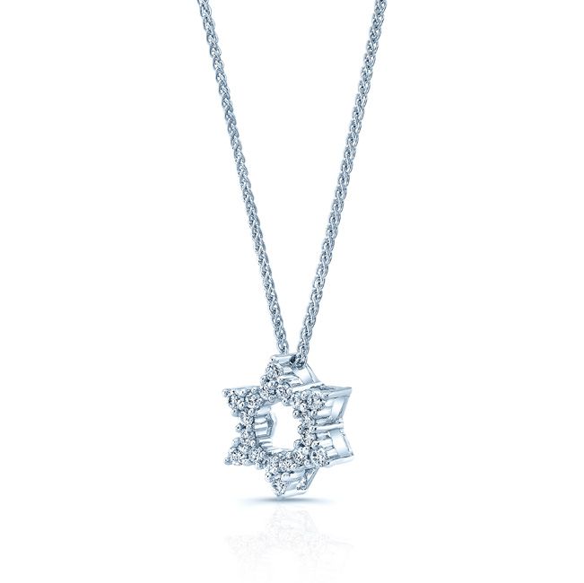 Diamond 1/4ctw Star Pendant In 18k White Gold