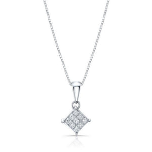 Natural Diamond Princess Cut Pendant in 18K White Gold, 4 ct. t.w. – front view | RockHer