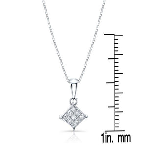 Natural Diamond Princess Cut Pendant in 18K White Gold, 4 ct. t.w. – front view | RockHer