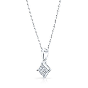 Natural Diamond Princess Cut Pendant in 18K White Gold, 4 ct. t.w. – side profile | RockHer