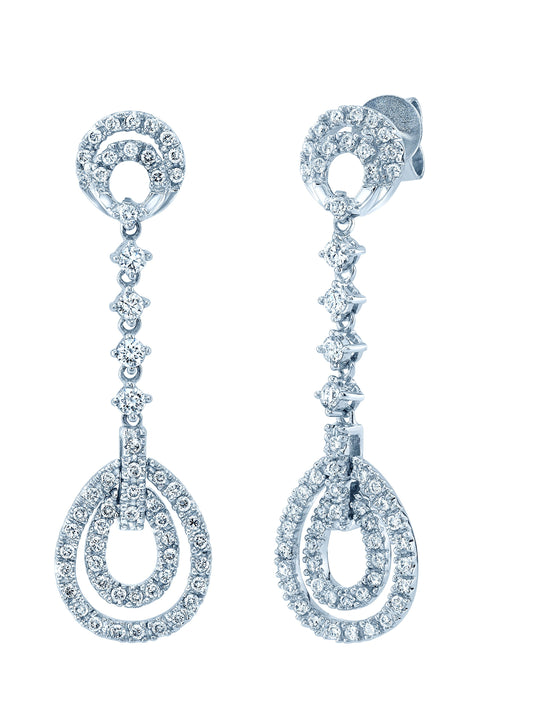 Diamond Double Door Knocker Earrings In 18k White Gold