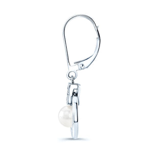 Pearl And Diamond Drop Earrings in 14K White Gold – side profile | RockHer