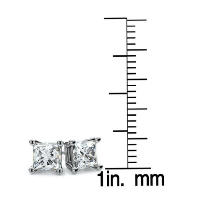 18k White Gold 4-prong Princess Diamond Stud Earrings (0.52 Ct. T.w., Vs1-vs2 Clarity, F-g Color)