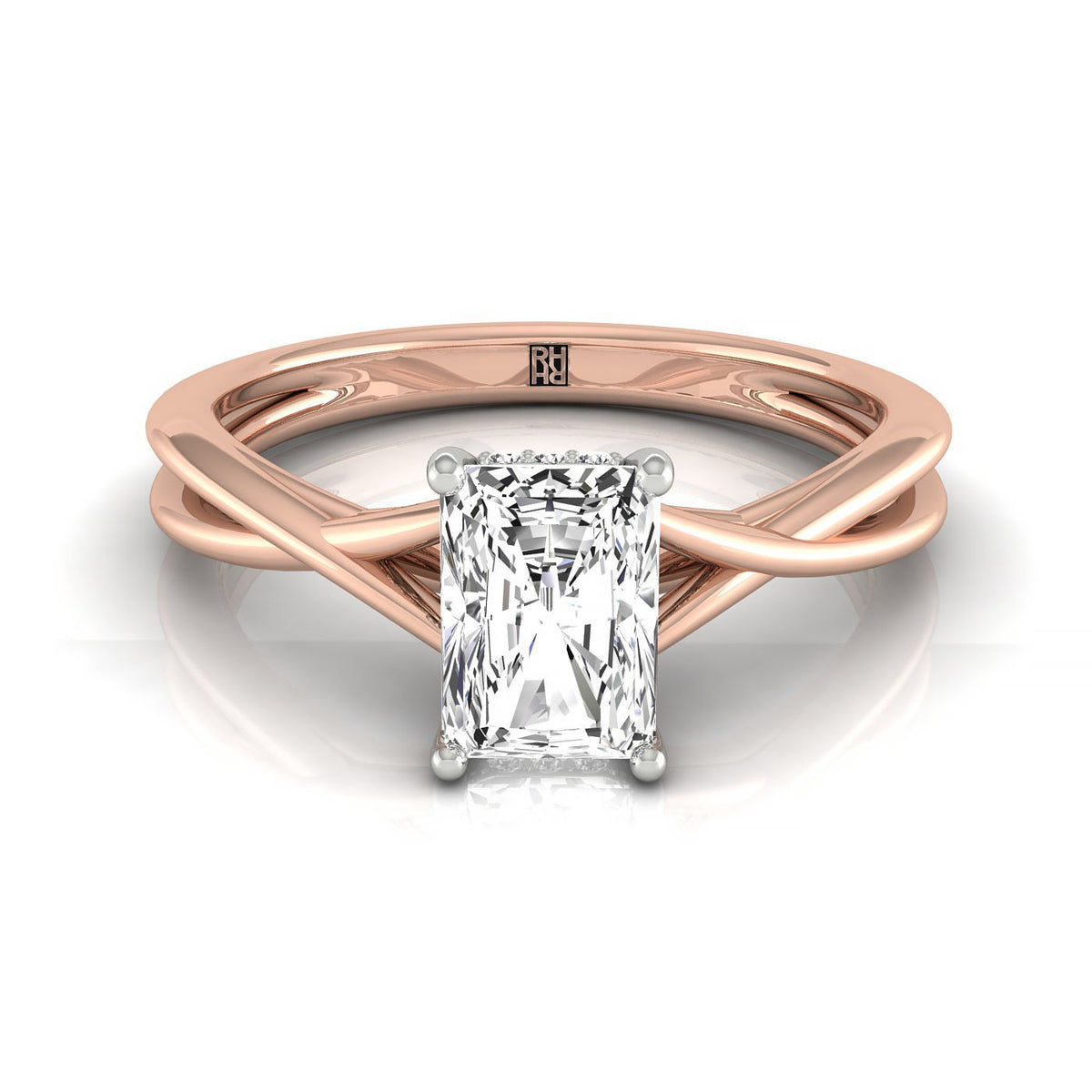 The Grace radiant engagement ring setting in 14K Rose Gold | RockHer