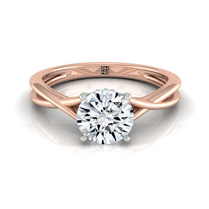 Round Brilliant, Double Hidden Halo Solitaire Round, in 14K Rose Gold – front view | RockHer