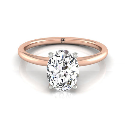 Double Hidden Halo Solitaire Oval, in 14K Rose Gold – front view | RockHer