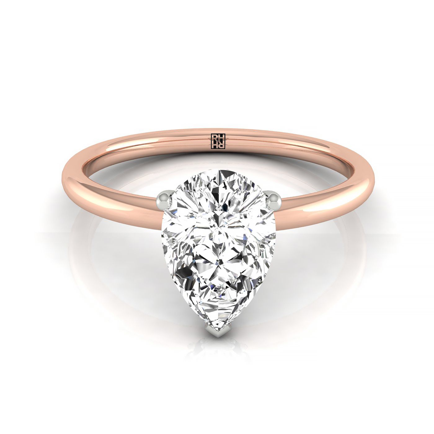 The Dolly double hidden halo solitaire engagement ring setting, shown in 14K Rose Gold | RockHer