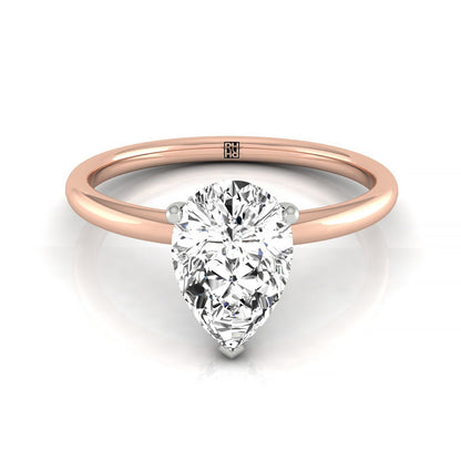 Double Hidden Halo Solitaire Princess, in 14K Rose Gold – front view | RockHer