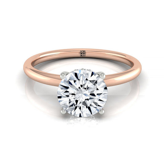 14kr Round Double Hidden Halo Solitaire Engagement Ring With 24 Prong Set Round Diamonds