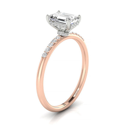 Emerald Cut, Hidden Halo Quarter Shank Emerald, in 14K Yellow Gold – side profile | RockHer