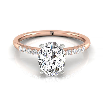 Hidden Halo Oval, in 14K Rose Gold – front view | RockHer