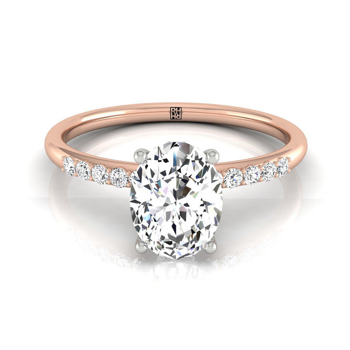 Hidden Halo Oval, in 14K Rose Gold – front view | RockHer