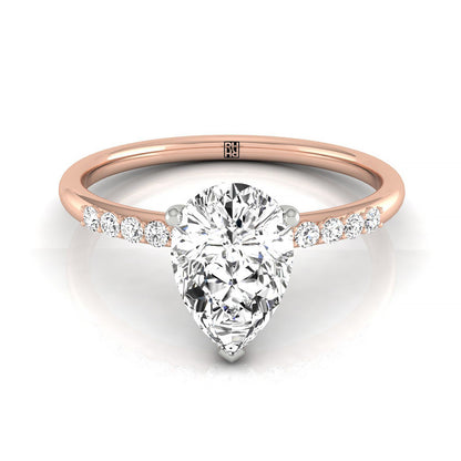 Double Hidden Halo Solitaire Princess, in 14K Rose Gold – front view | RockHer