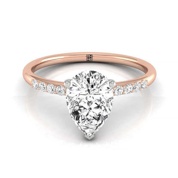 Double Hidden Halo Solitaire Princess, in 14K Rose Gold – front view | RockHer
