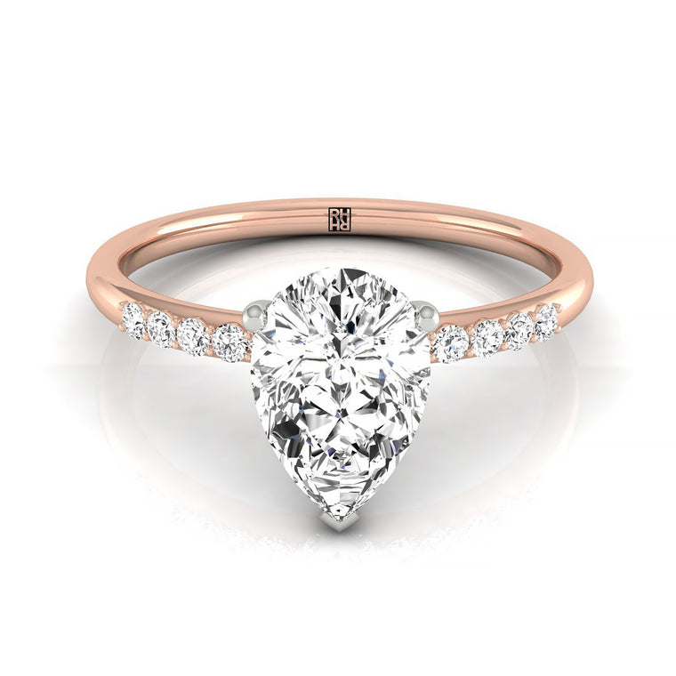 The Abbey Hidden Halo Pavé Princess Cut Engagement Ring Setting in 14K Rose Gold