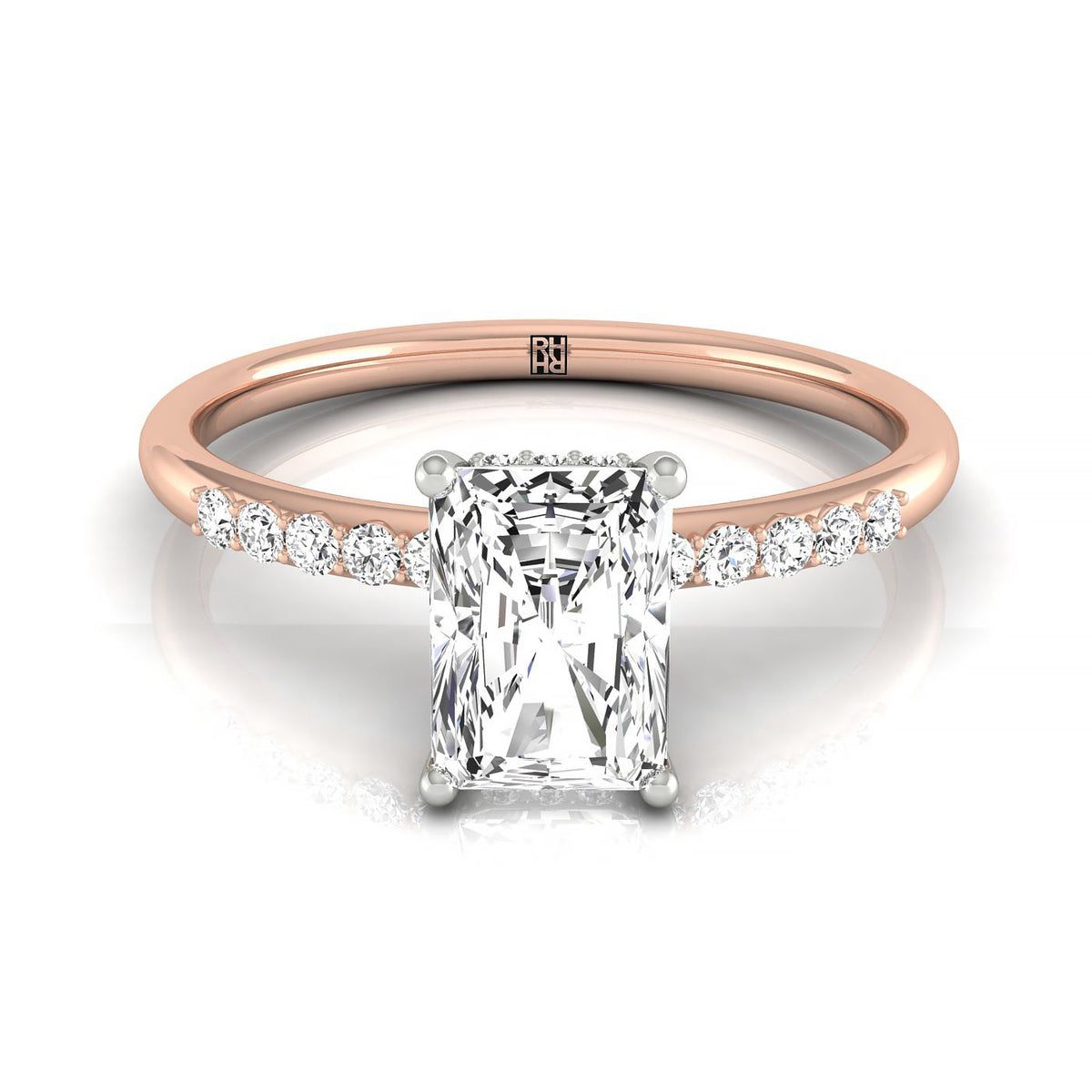 The Abbey radiant engagement ring setting in 14K Rose Gold | RockHer