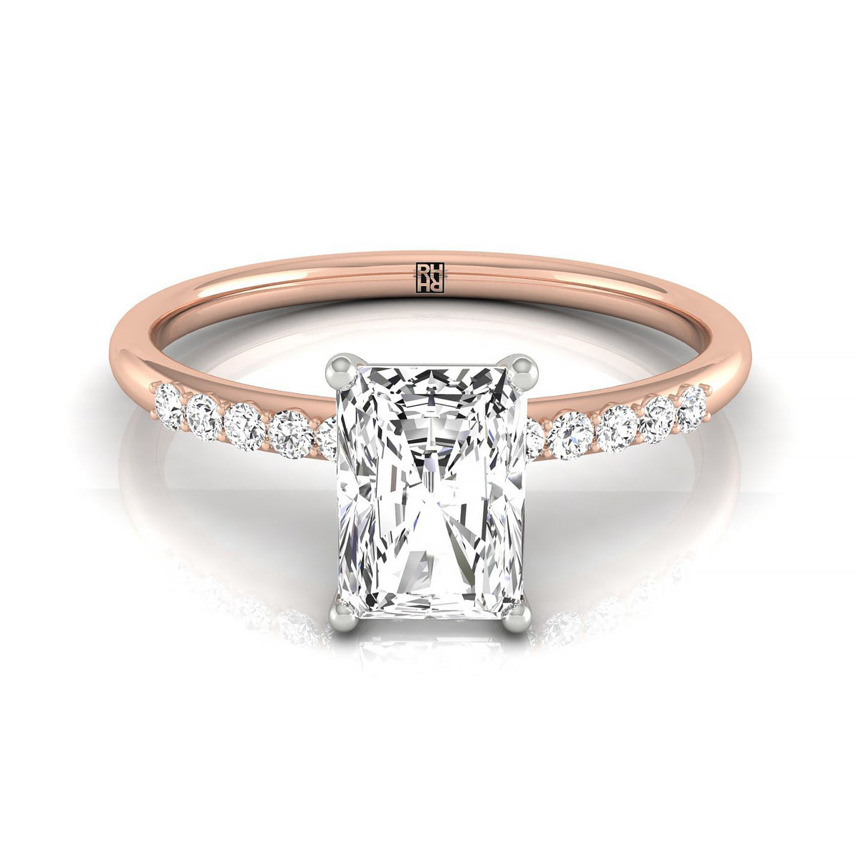 The Cherie radiant engagement ring setting in 14K Rose Gold | RockHer