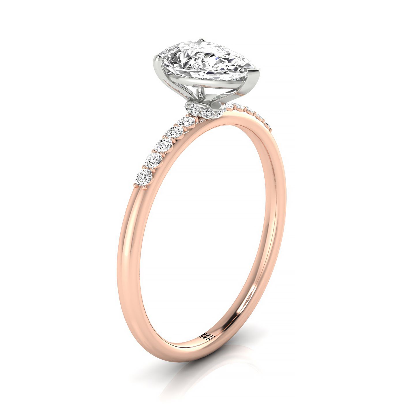 Hidden Halo Pavé Solitaire styling on The Cherie princess engagement ring setting | RockHer