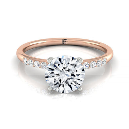 Round Brilliant, Quarter Shank Hidden Halo Solitaire, in 14K Rose Gold – front view | RockHer