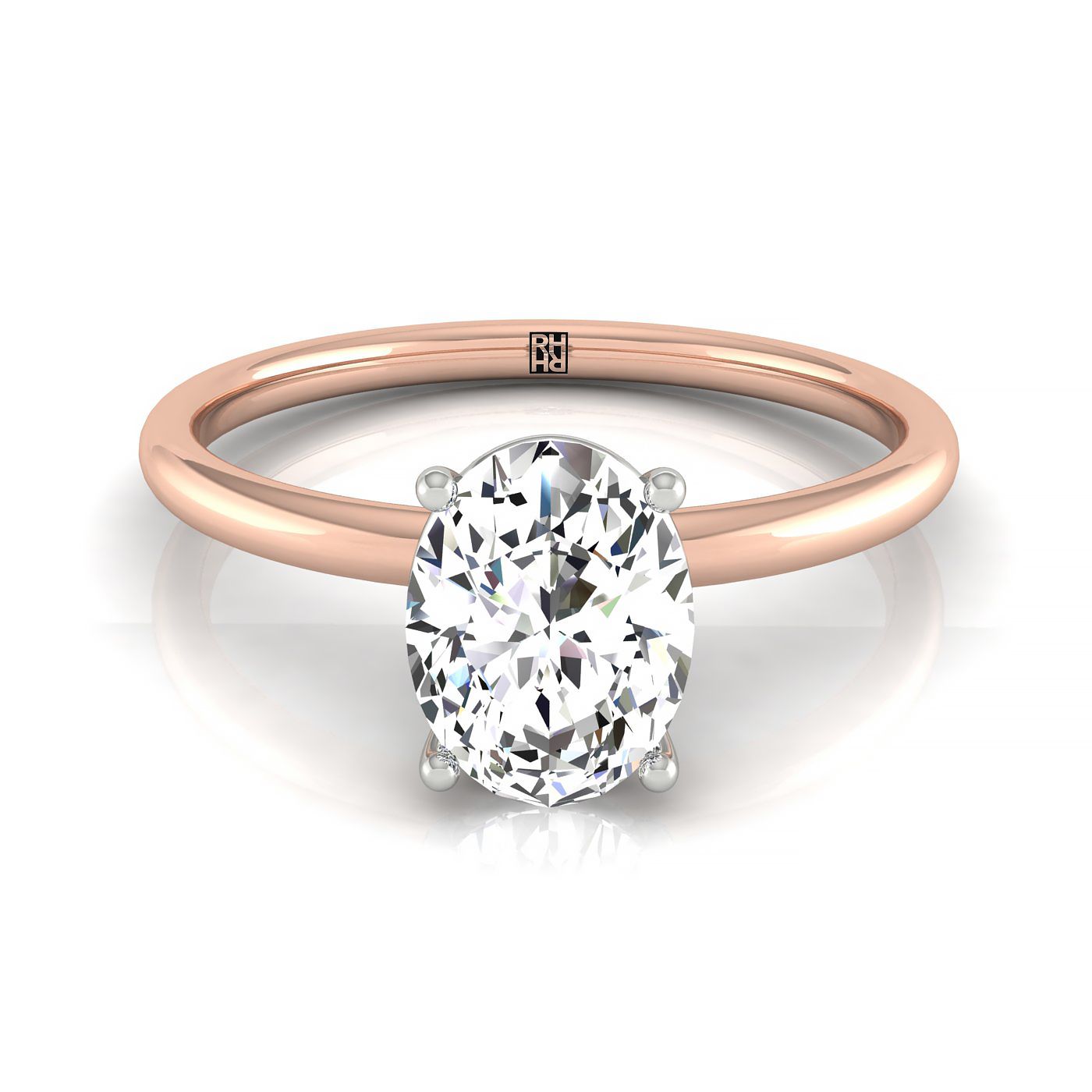 The Joni hidden halo solitaire engagement ring setting, shown in 14K Rose Gold | RockHer