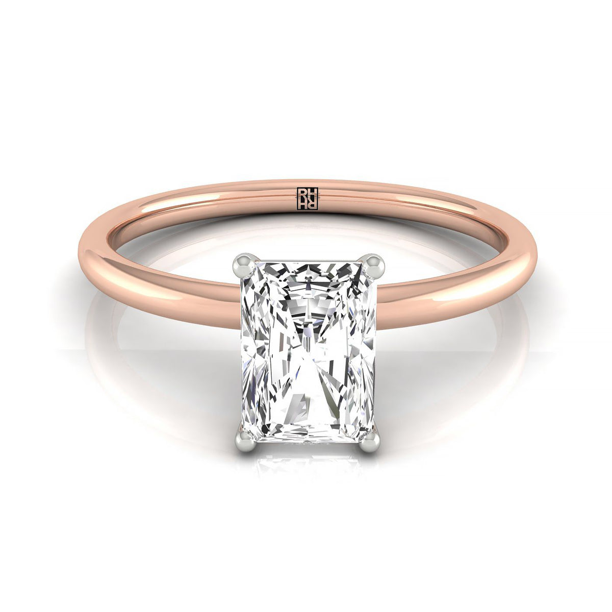 The Joni radiant engagement ring setting in 14K Rose Gold | RockHer