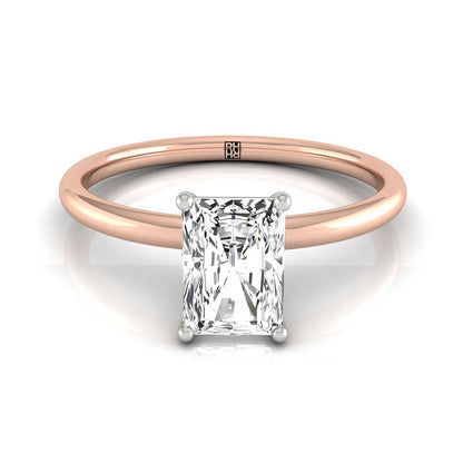 Hidden Halo Solitaire Radiant, in 14K Rose Gold – front view | RockHer