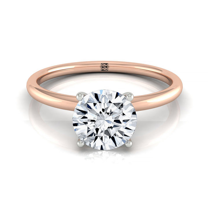Round Brilliant, Hidden Halo Solitaire, in 14K Rose Gold – front view | RockHer