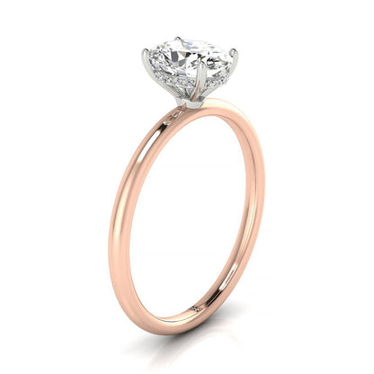 Upper Hidden Halo Solitaire Oval, in 14K Rose Gold – side profile | RockHer