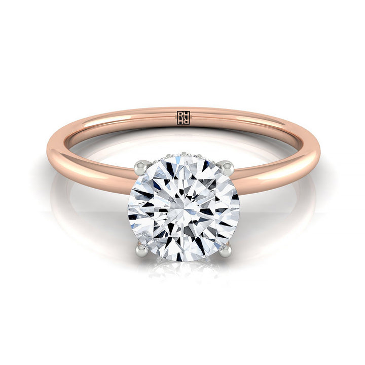 Round Brilliant, Upper Hidden Halo Solitaire, in 14K Rose Gold – front view | RockHer