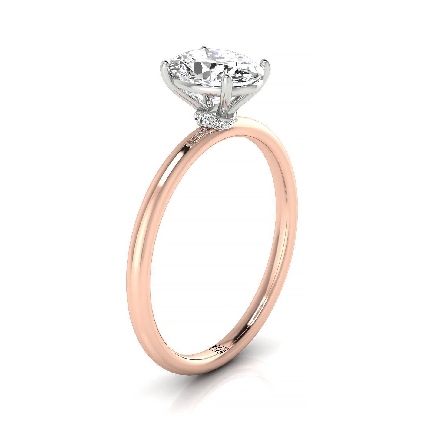 Made to order: The Cyndi oval engagement ring setting in 14K Rose Gold | RockHer
