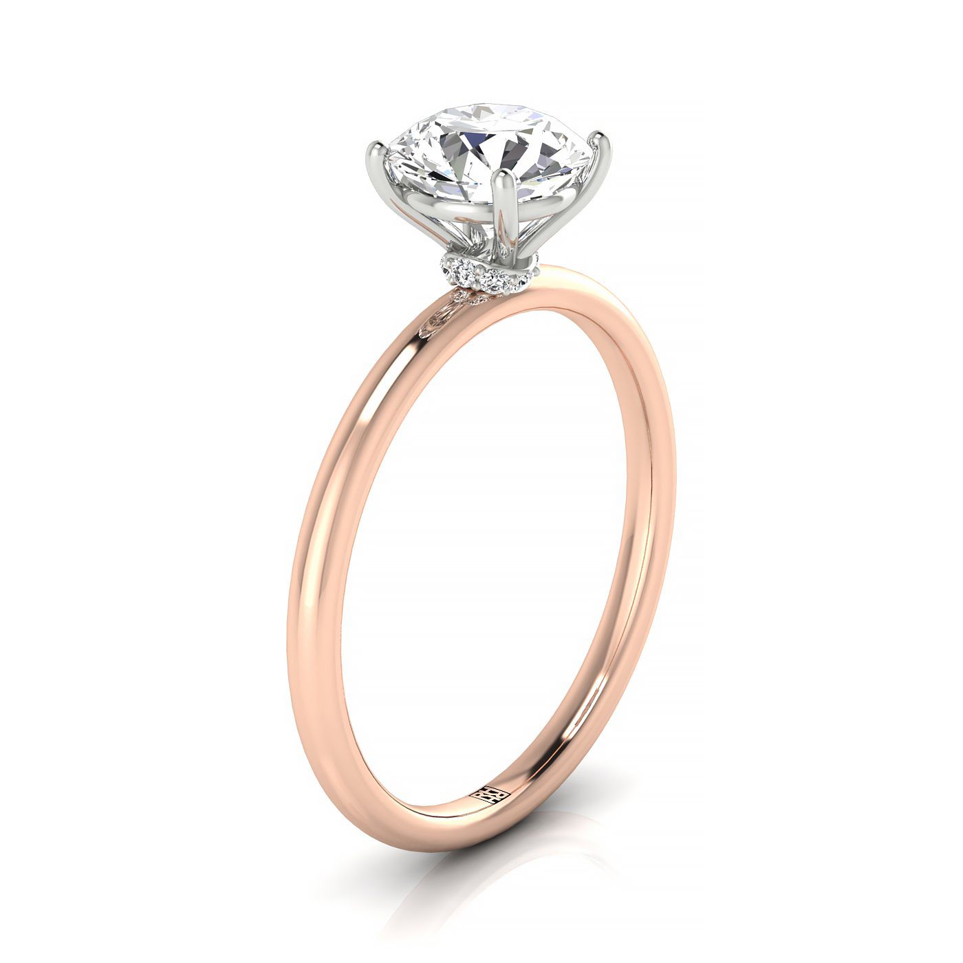 Made to order: The Cyndi round engagement ring setting in 14K Rose Gold | RockHer