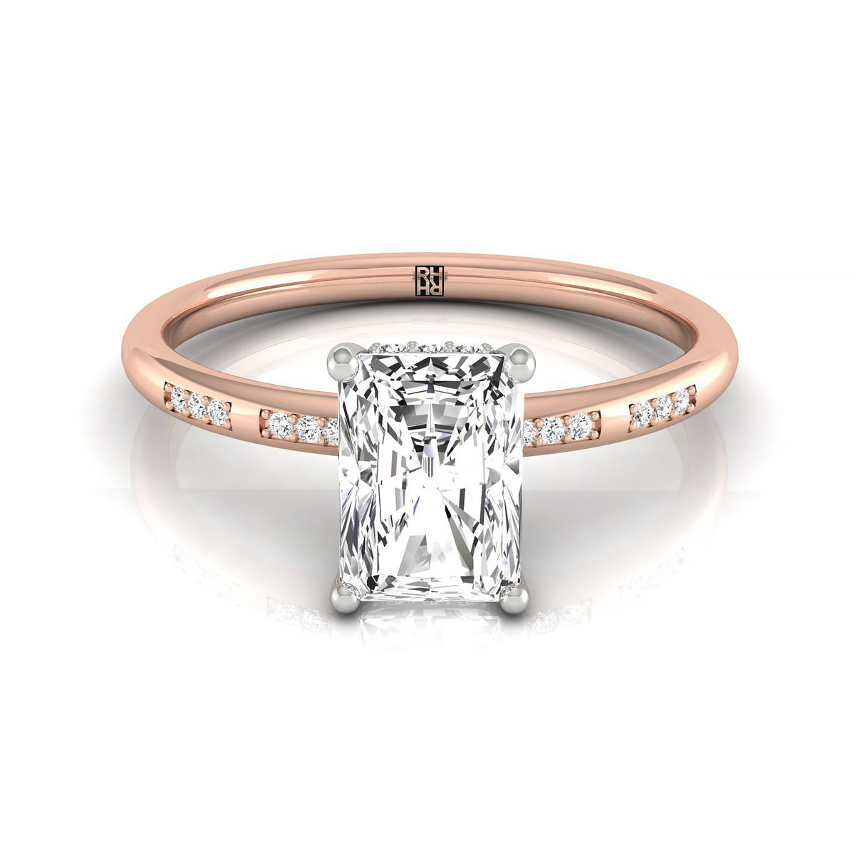 The Wanda radiant engagement ring setting in 14K Rose Gold | RockHer