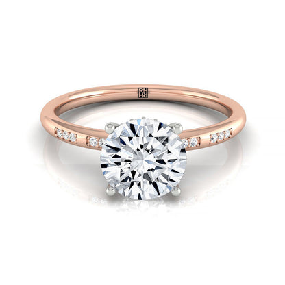 Round Brilliant, High Hidden Halo Solitaire Round, in 14K Rose Gold – front view | RockHer