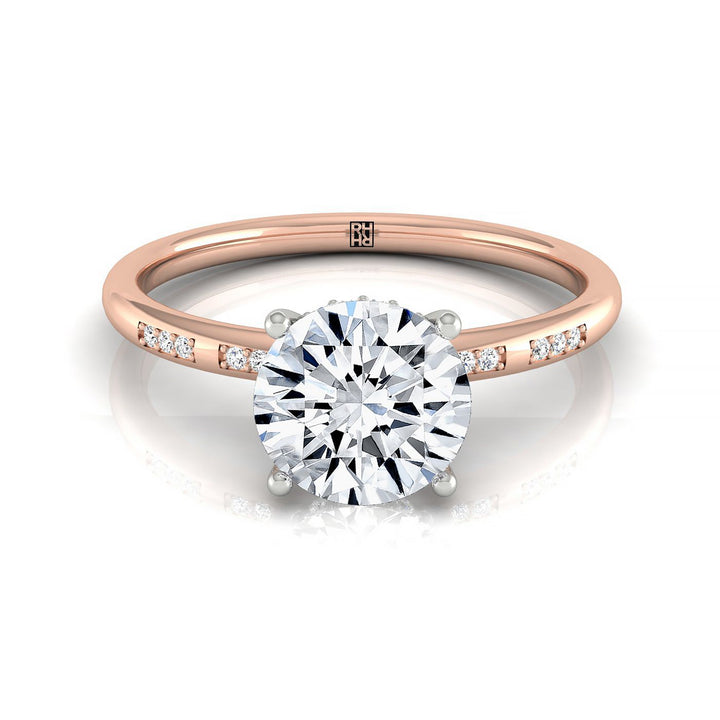 Round Brilliant, High Hidden Halo Solitaire Round, in 14K Rose Gold – front view | RockHer