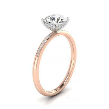 14kr Round Engagement Ring With High Hidden Halo With 32 Prong Set Round Diamonds