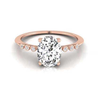 Bezel Accent Solitaire Oval, in 14K Rose Gold – front view | RockHer