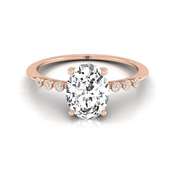 Bezel Accent Solitaire Oval, in 14K Rose Gold – front view | RockHer
