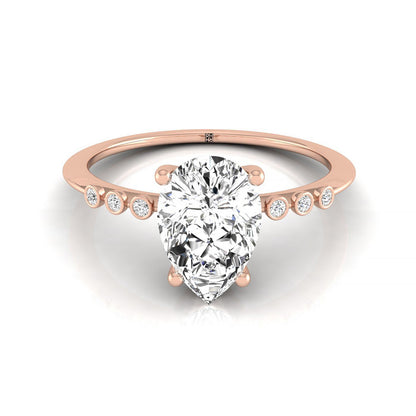 Bezel Accent Solitaire Princess, in 14K Rose Gold – front view | RockHer