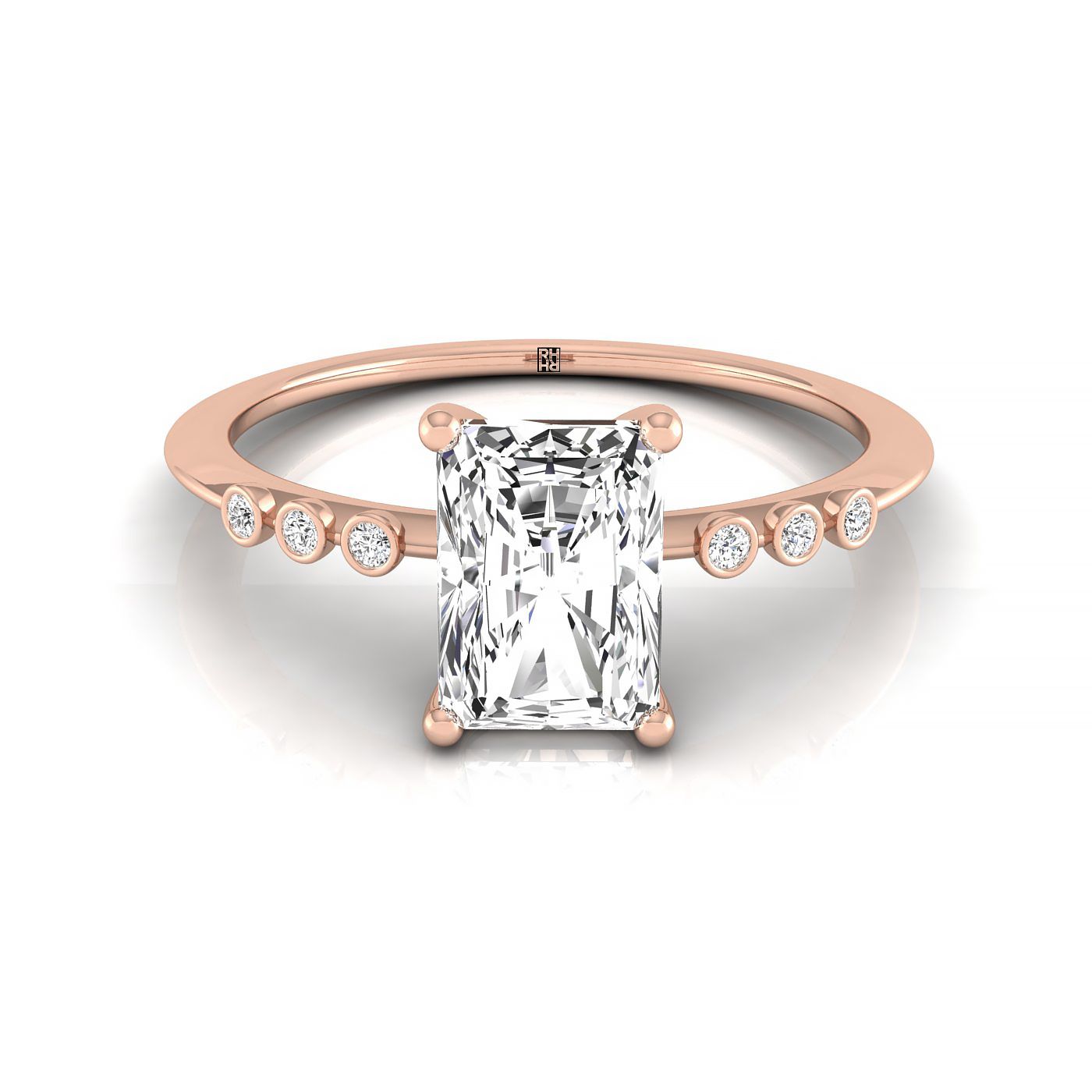 The Peggy radiant engagement ring setting in 14K Rose Gold | RockHer