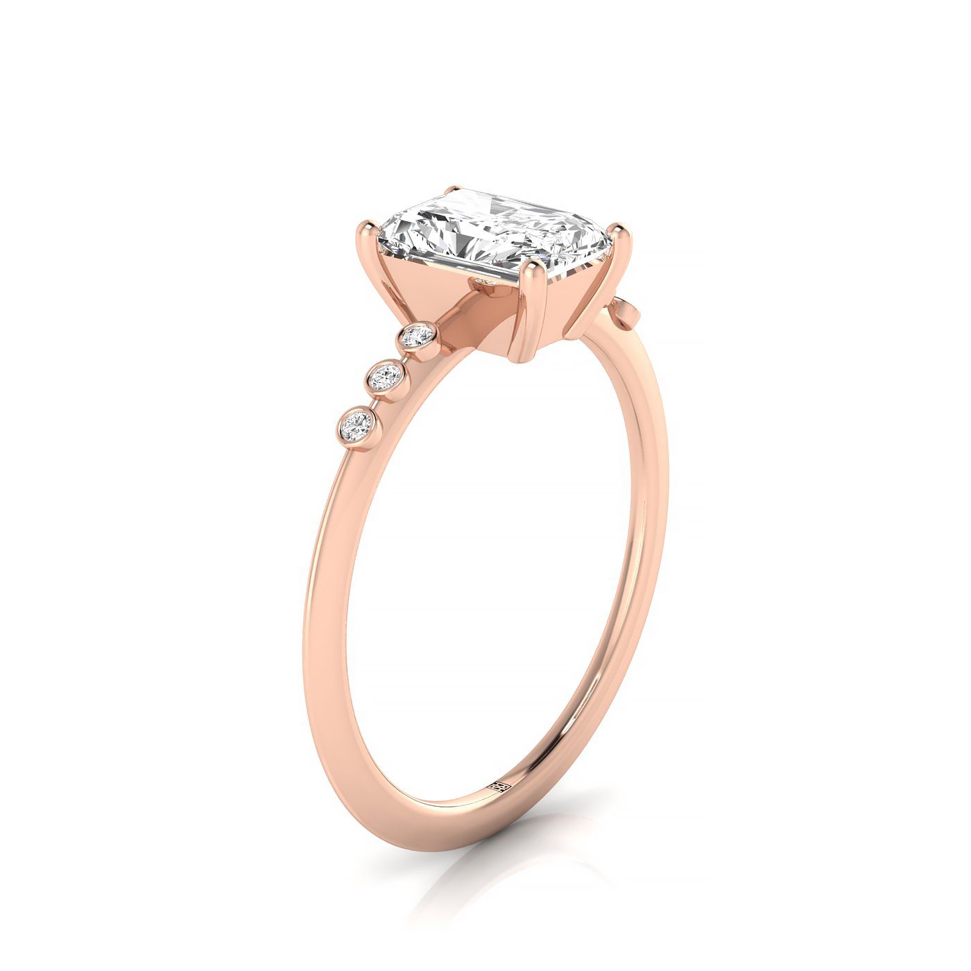 Bezel Accent Solitaire Cut styling on The Peggy radiant engagement ring setting | RockHer