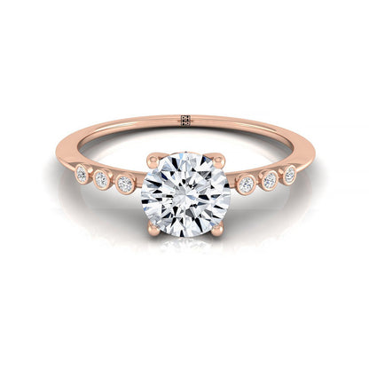 Round Brilliant, Bezel Accent Solitaire Round, in 14K Rose Gold – front view | RockHer