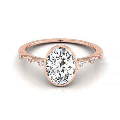 Bezel Accent Solitaire Oval, in 14K Rose Gold – front view | RockHer