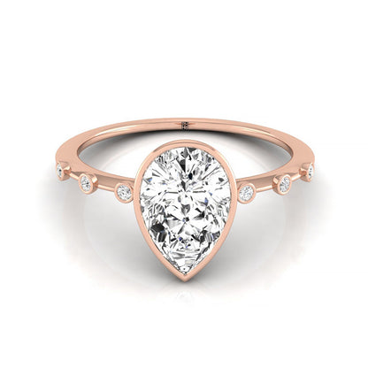 Bezel Accent Solitaire Princess, in 14K Rose Gold – front view | RockHer