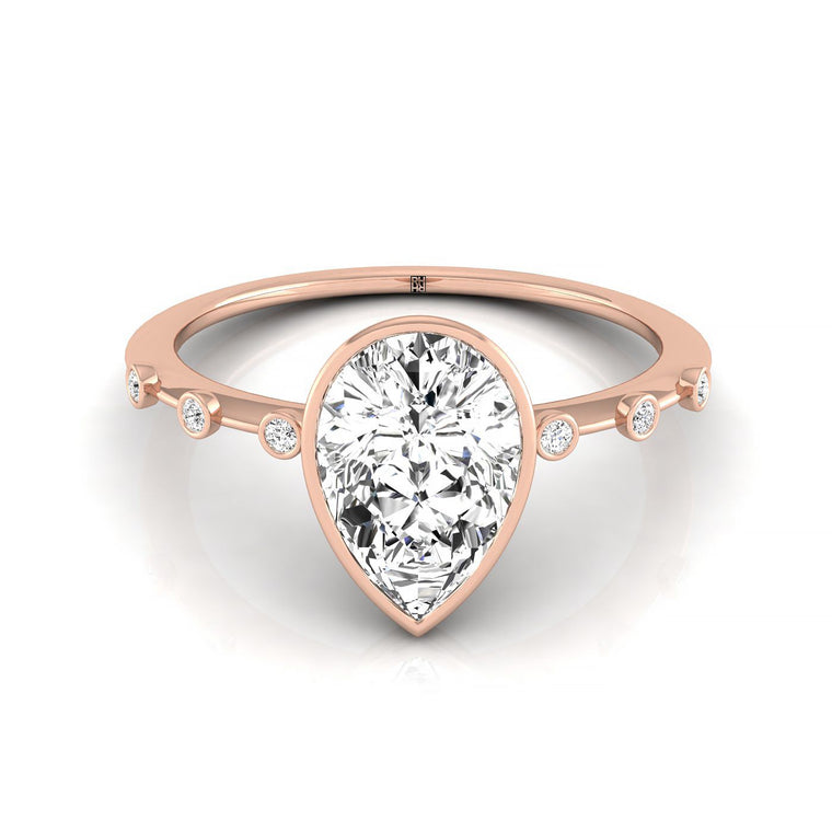 The Brandi Bezel Accent Solitaire Princess Cut Engagement Ring Setting in 14K Rose Gold