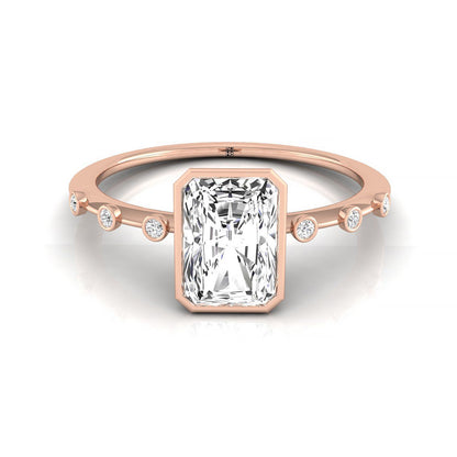 Bezel Accent Solitaire Radiant, in 14K Rose Gold – front view | RockHer