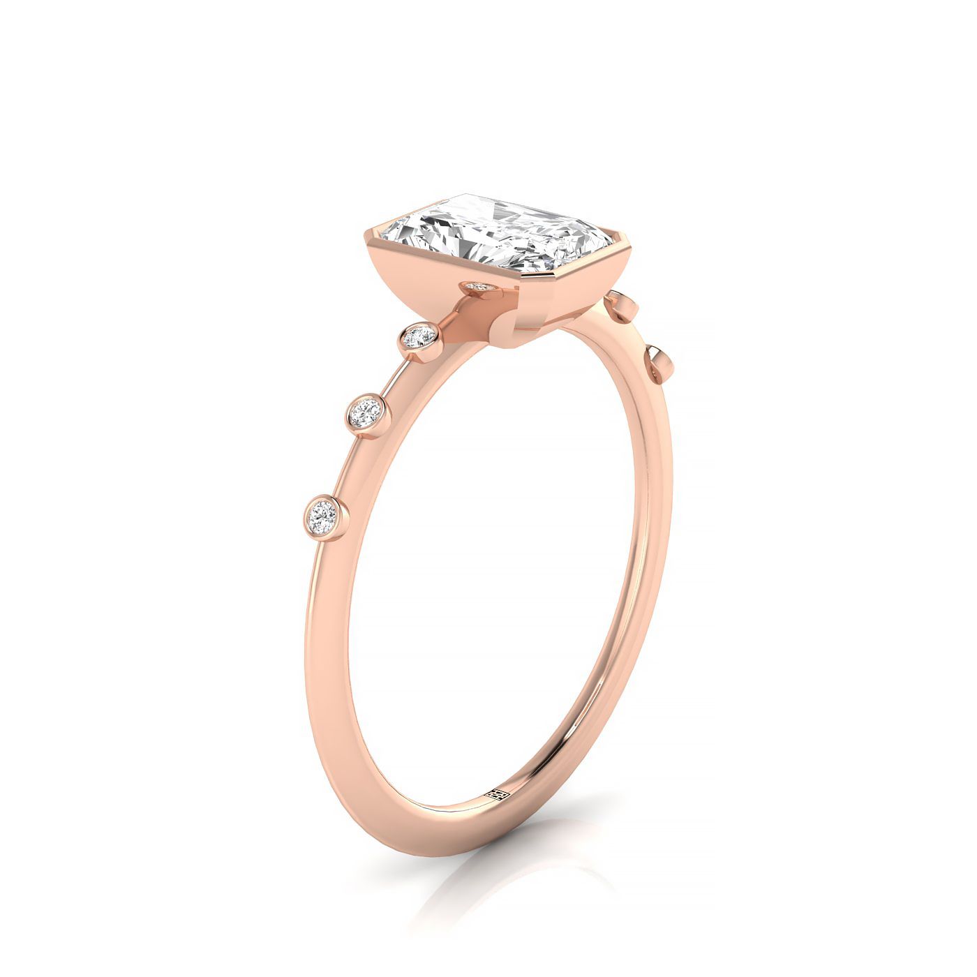 Bezel Accent Solitaire Cut styling on The Brandi radiant engagement ring setting | RockHer