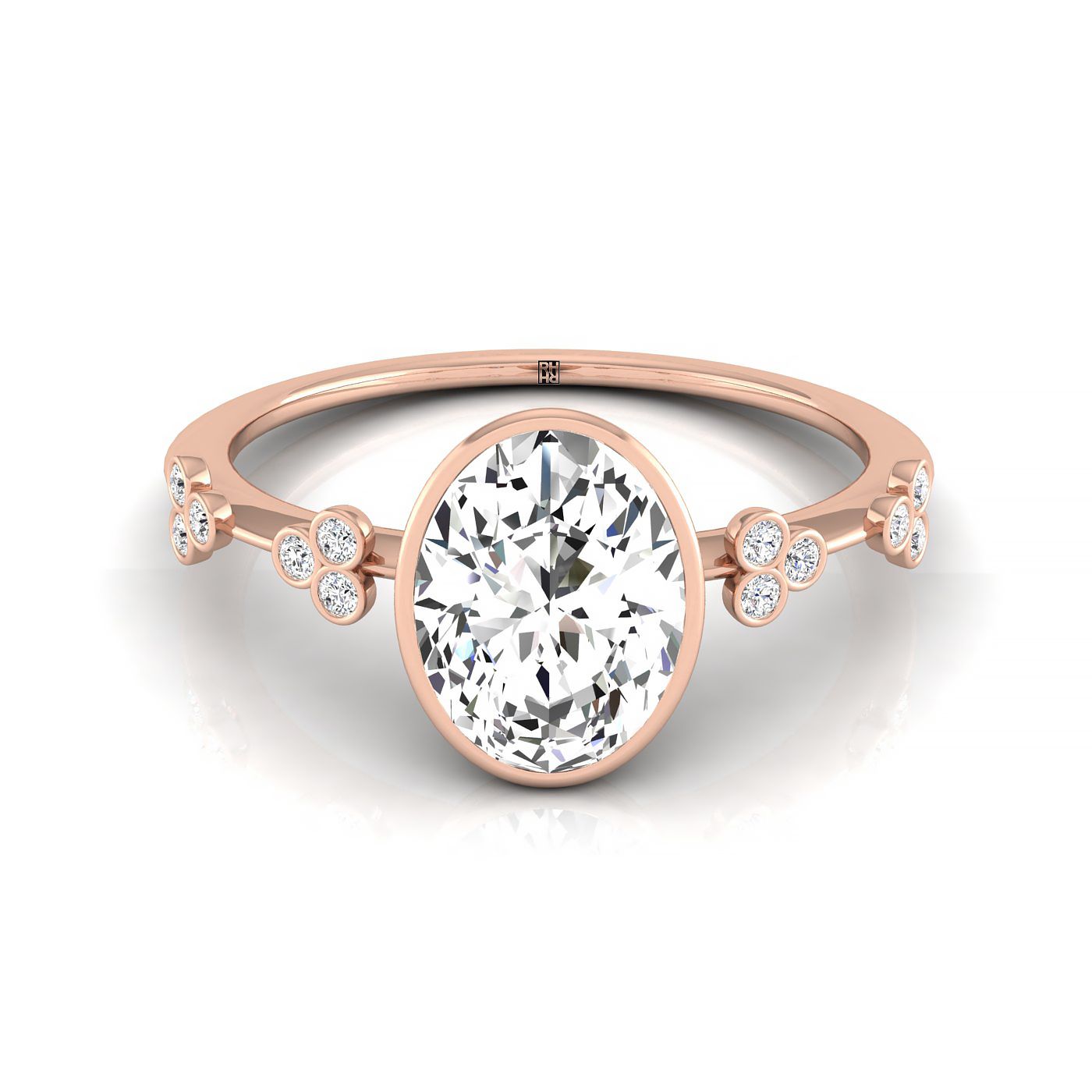 The Miley clover bezel accent solitaire engagement ring setting, shown in 14K Rose Gold | RockHer